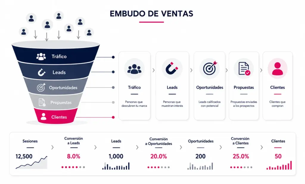 Embudo de ventas: etapas, ejemplos y cómo mejorar conversiones