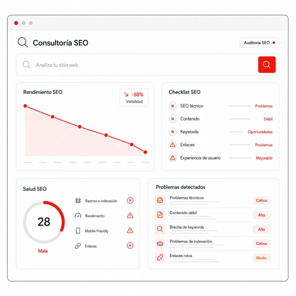 consultoria seo de un sitio con problemas de indexacion y seo