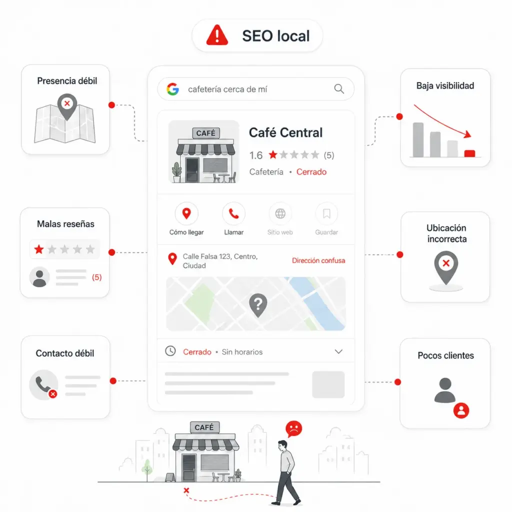 mala visibilidad de un negocio o empresa en google SEO local o google mi negocio